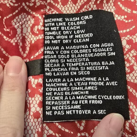 Guess Red Fitted Water Resistant Wing Collar Zip Front Coat Sz S - Picture 10 of 11